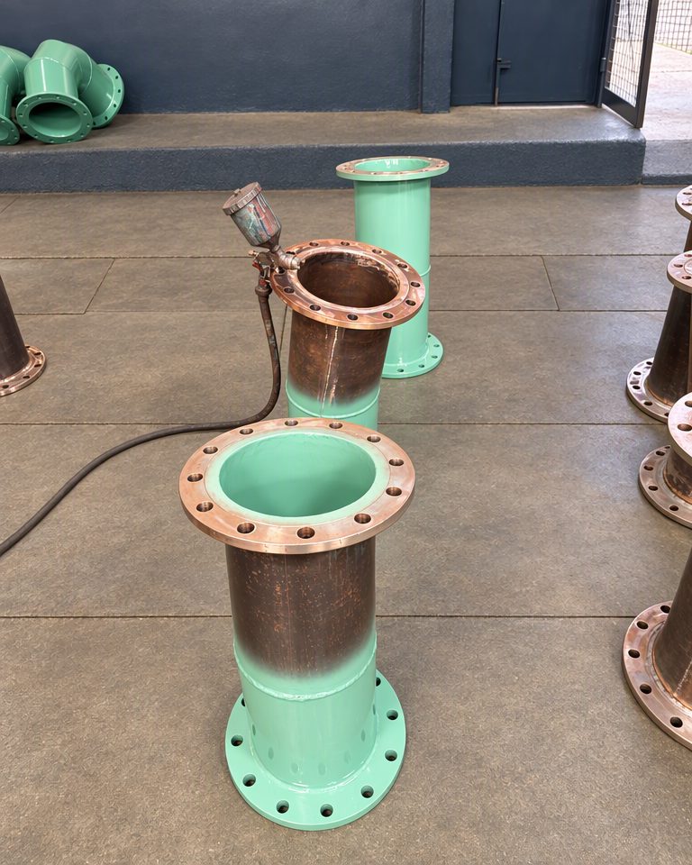 Flanged spools after coating